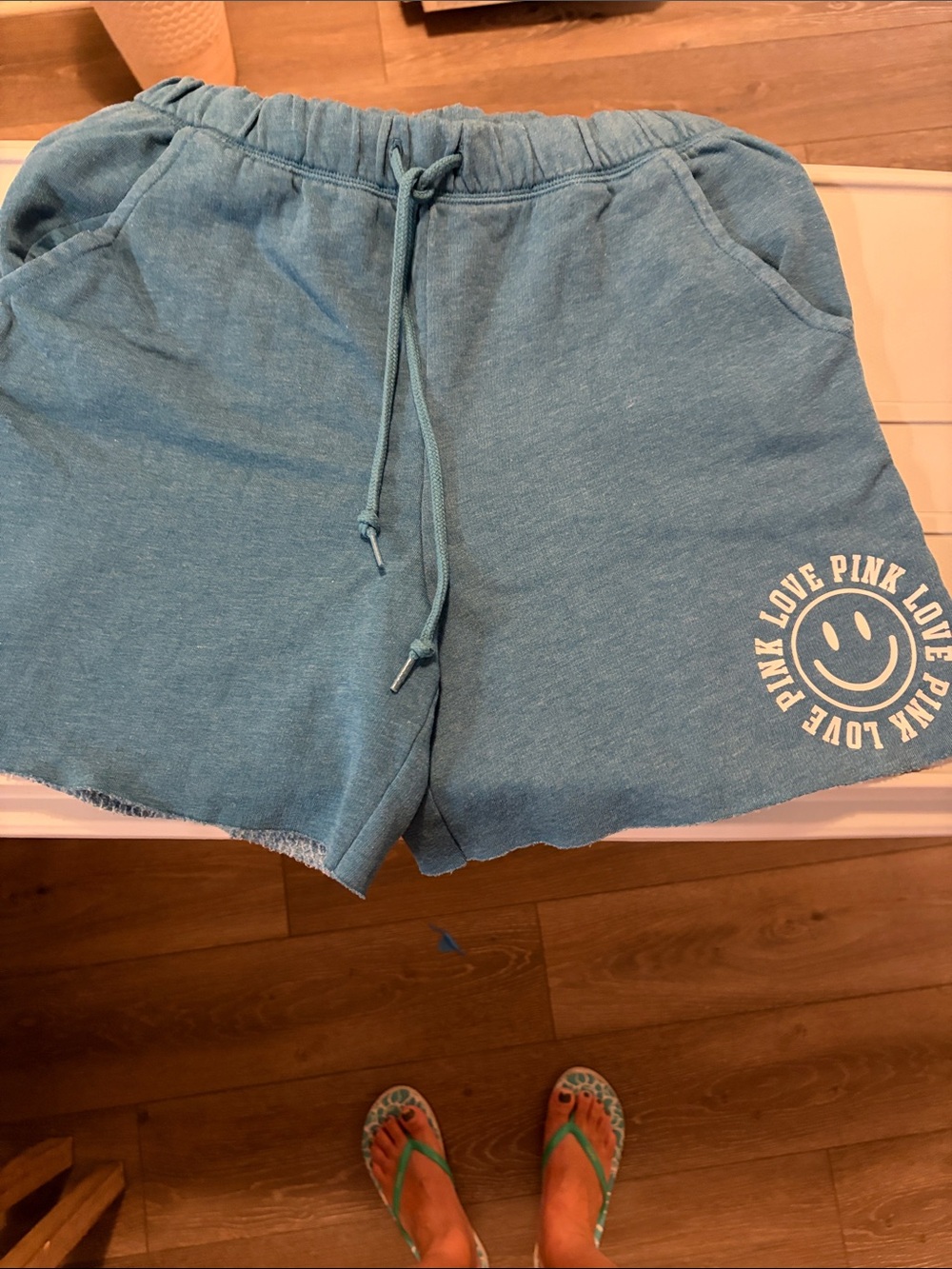 PINK Victoria's Secret Teal Blue Cozy Shorts